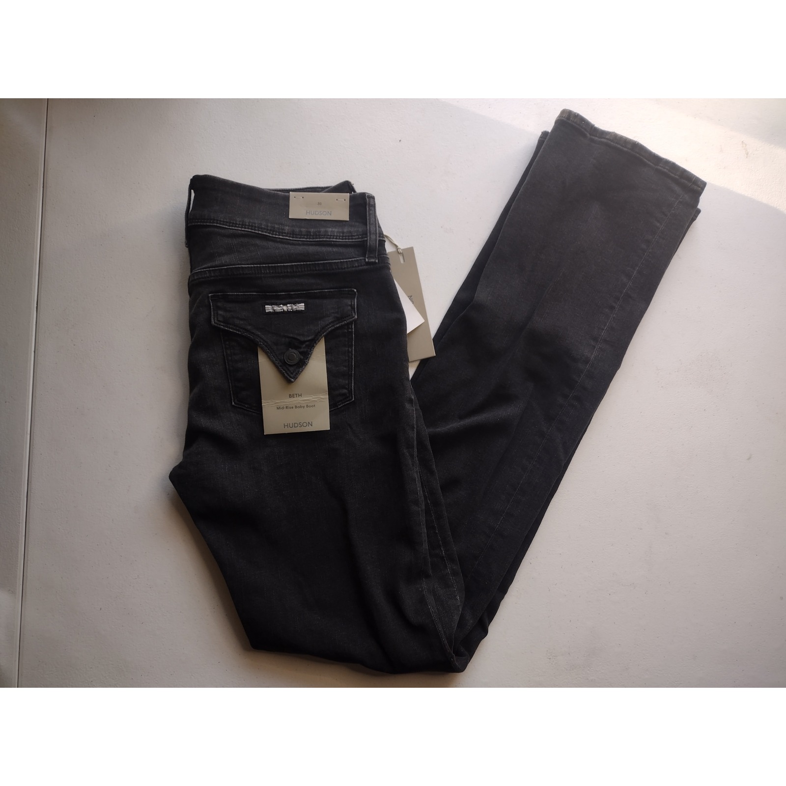 Hudson Beth Mid-Rise Baby Boot Jeans Nightfall Black 30 New